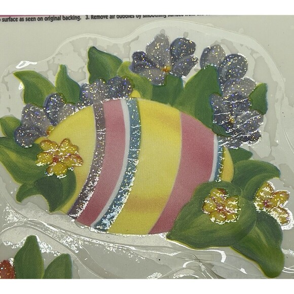 Vtg Color Clings Happy Easter Window Decorations Bunny Rabbit Eggs Flower Small - Picture 6 of 9